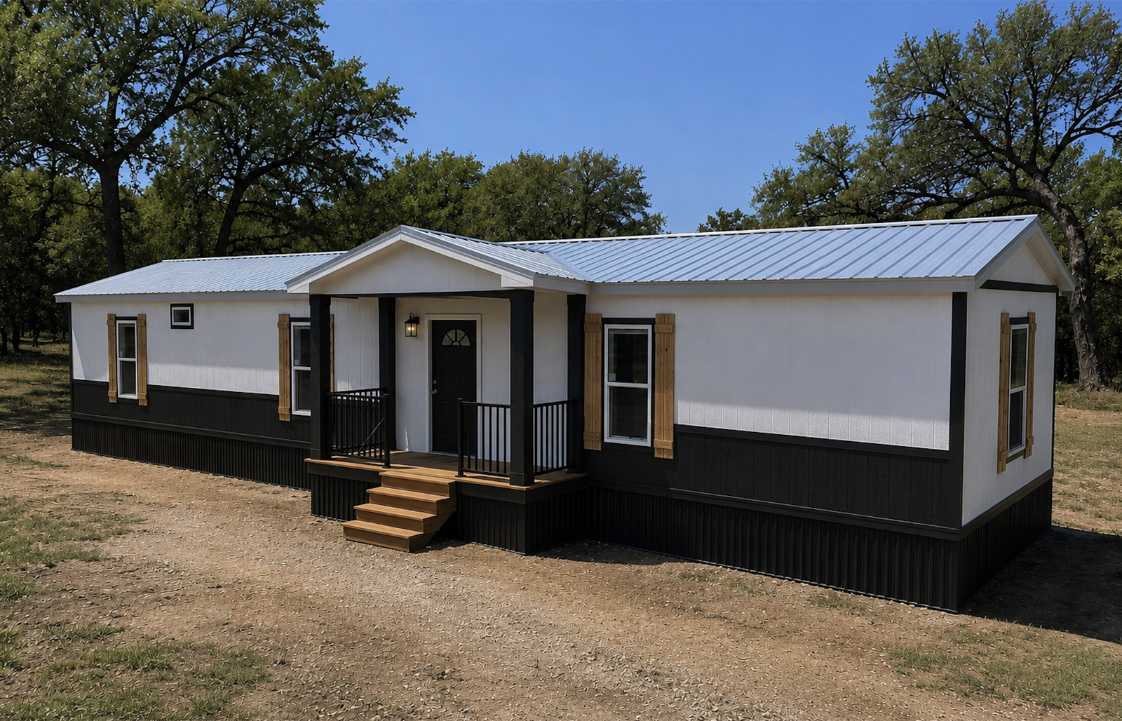 Single wide manufactured home exterior near Burnet, TX